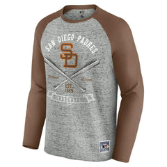 San Diego Padres Darius Rucker Collection Raw Edge Raglan Long Sleeve Baseball T-Shirt - Heather Gray