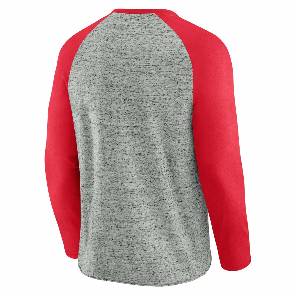 Cincinnati Reds Darius Rucker Collection Raw Edge Raglan Long Sleeve Baseball T-Shirt - Heather Gray