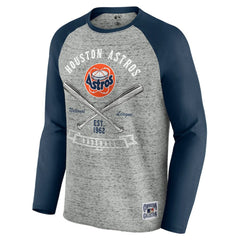 Houston Astros Darius Rucker Collection Raw Edge Raglan Long Sleeve Baseball T-Shirt - Heather Gray