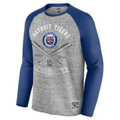 Detroit Tigers Darius Rucker Collection Raw Edge Raglan Long Sleeve Baseball T-Shirt - Heather Gray