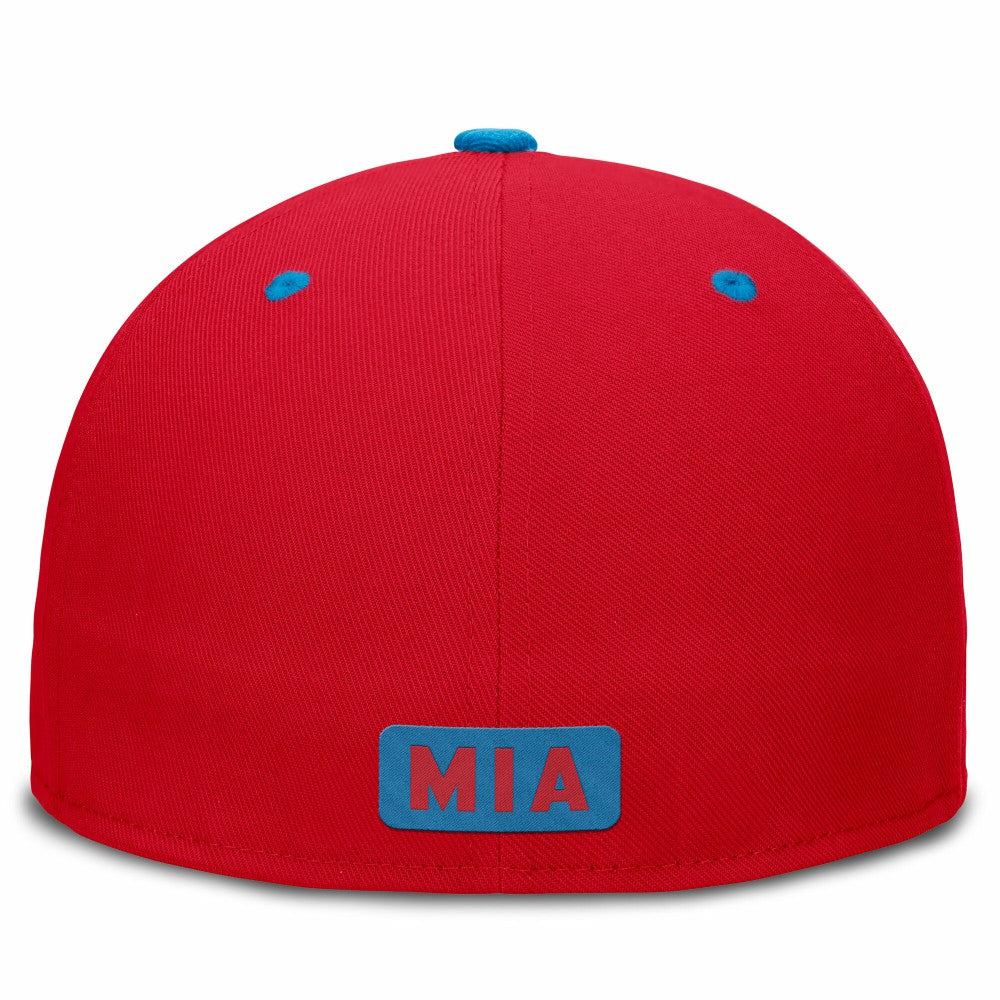 Miami Marlins City Connect Patch Performance Fitted Hat - Red/Blue | Nike
