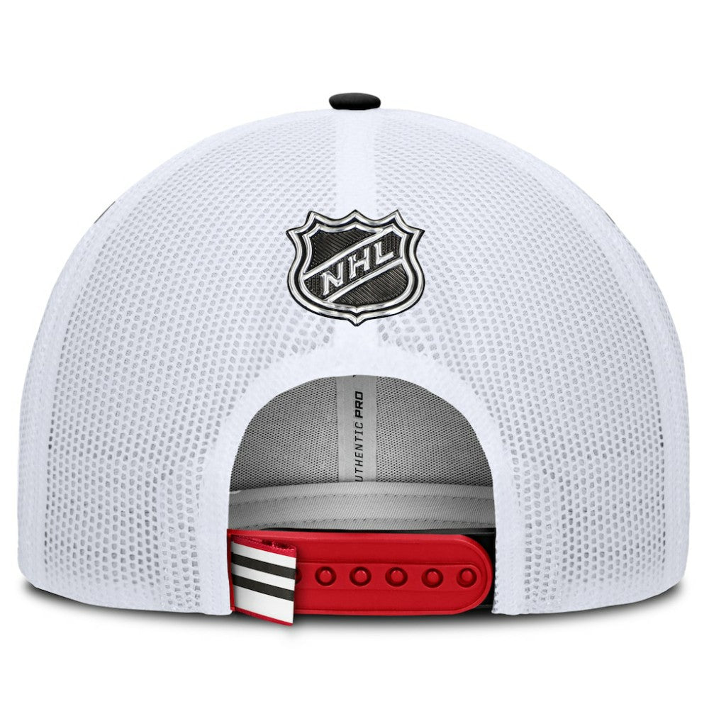 Chicago Blackhawks Fanatics Authentic Pro Rink Adjustable Trucker Hat Red/White