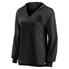 Cleveland Browns Women's Blackout Slub Hoodie V-Neck Long Sleeve T-Shirt discount