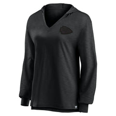 Kansas City Chiefs Women's Blackout Slub Hoodie V-Neck Long Sleeve T-Shirt sale