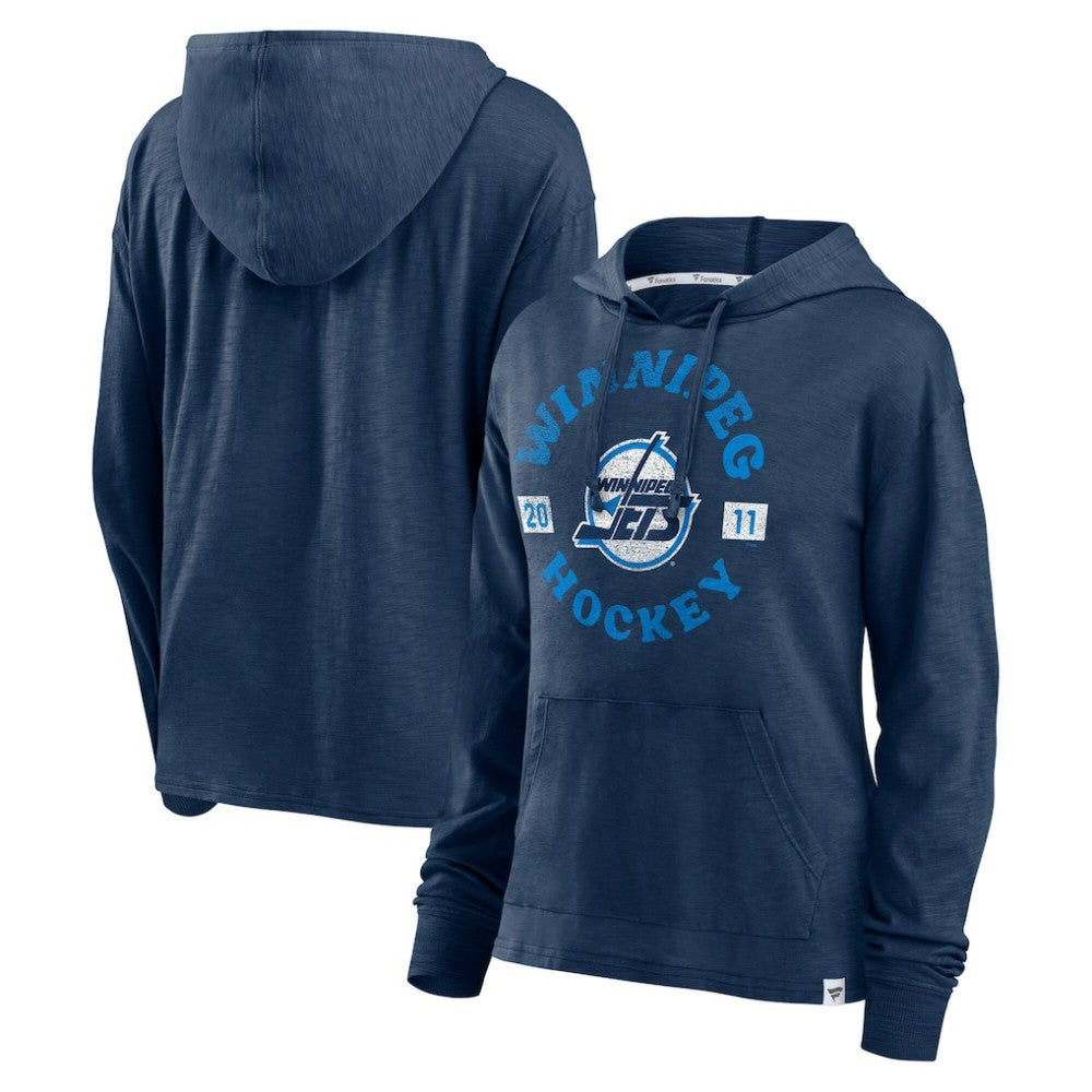 Winnipeg Jets Fanatics Women's Faded Pullover Hoodie Heather Navy