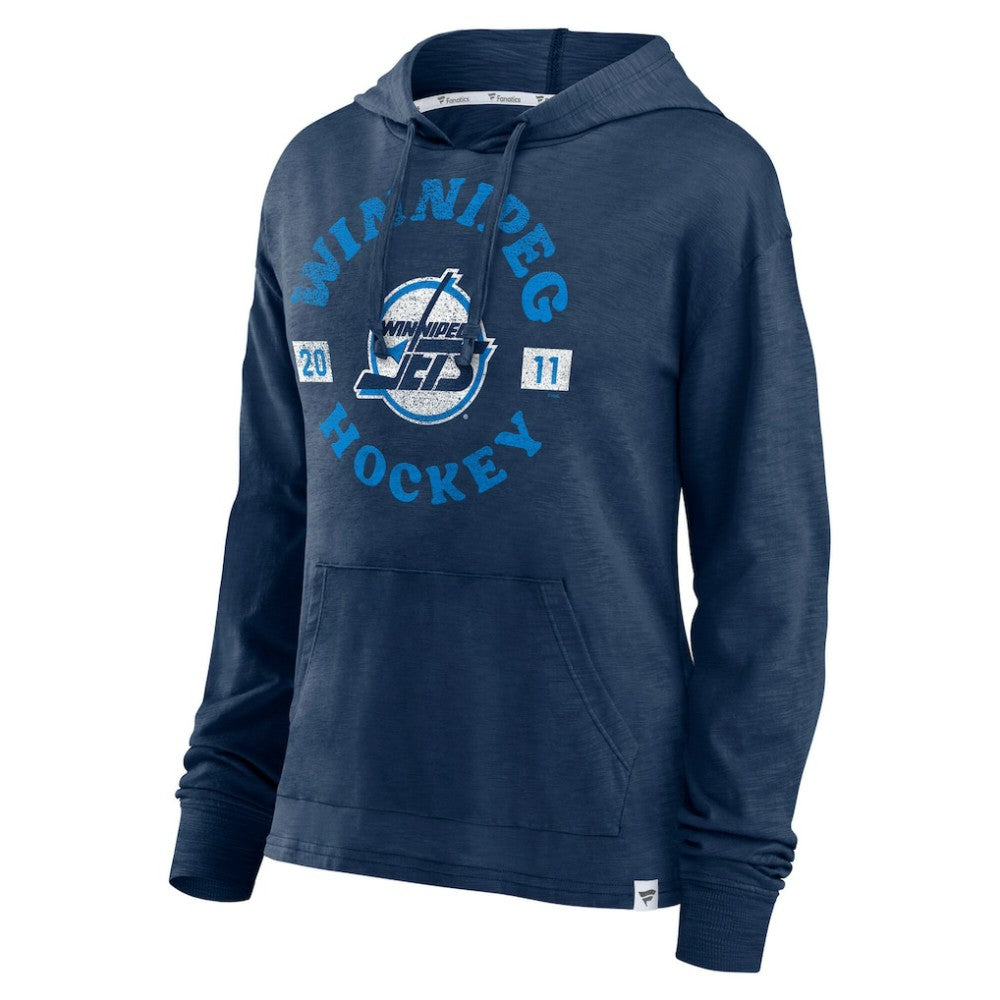 Winnipeg Jets Fanatics Women's Faded Pullover Hoodie Heather Navy