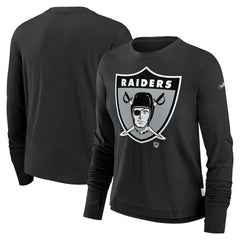 Las Vegas Raiders Women's Large Logo Cropped Long Sleeve Fashion T-Shirt - Black | Nike sale