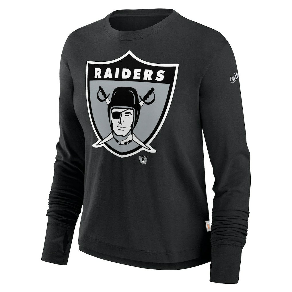 Las Vegas Raiders Women's Large Logo Cropped Long Sleeve Fashion T-Shirt - Black | Nike sale