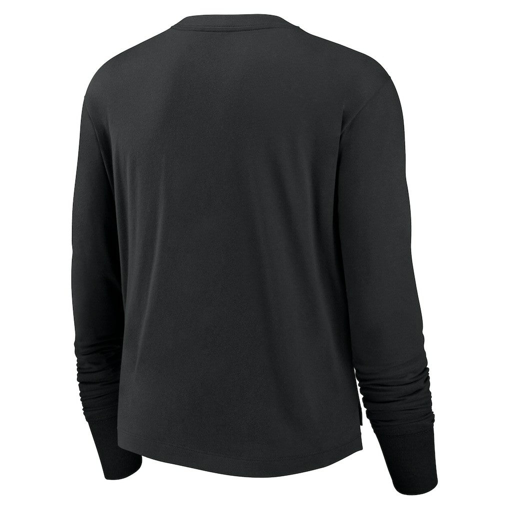 Las Vegas Raiders Women's Large Logo Cropped Long Sleeve Fashion T-Shirt - Black | Nike sale