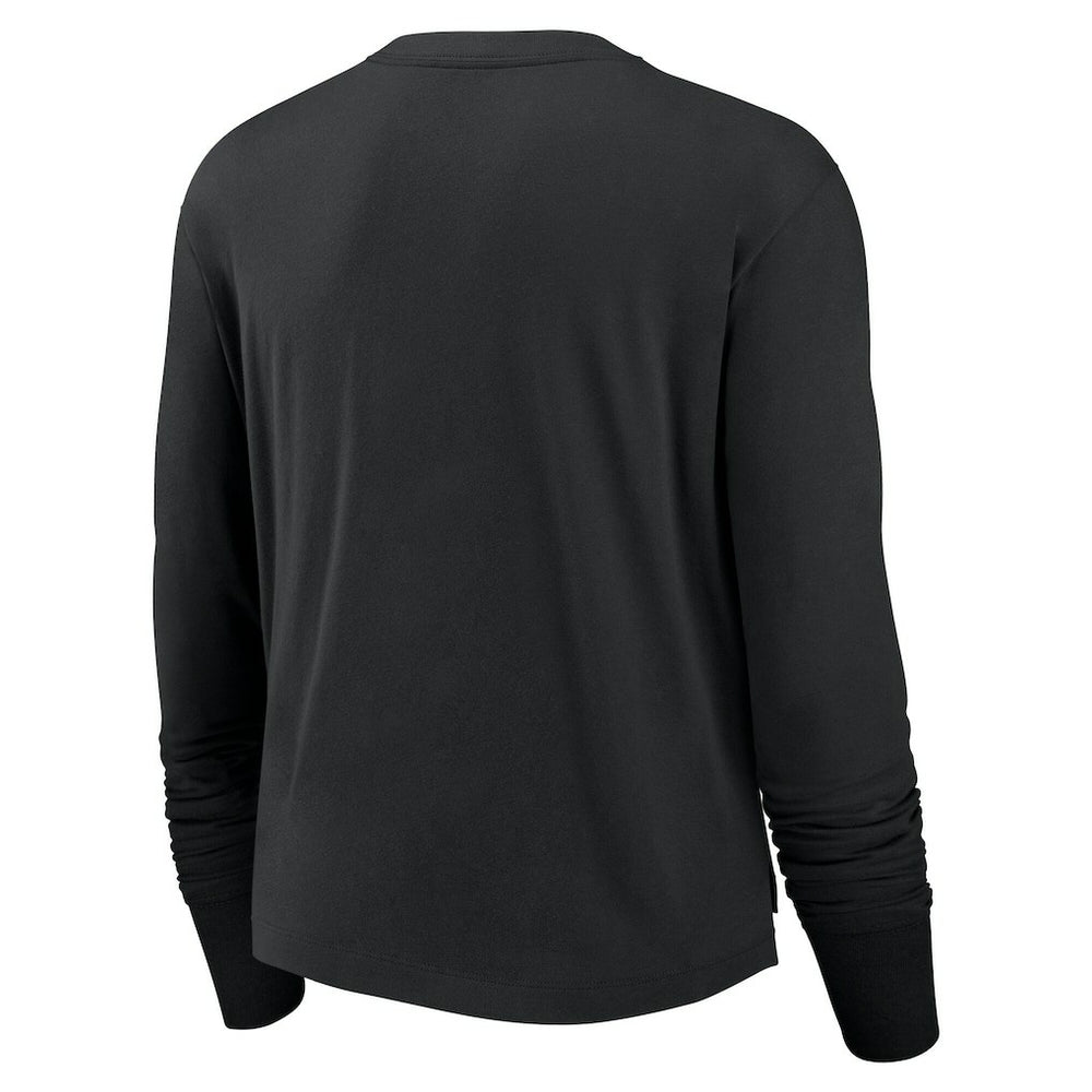 Las Vegas Raiders Women's Large Logo Cropped Long Sleeve Fashion T-Shirt - Black | Nike sale