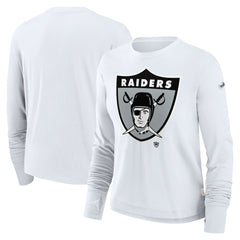 Las Vegas Raiders Women's Large Logo Cropped Long Sleeve Fashion T-Shirt - White | Nike cheap