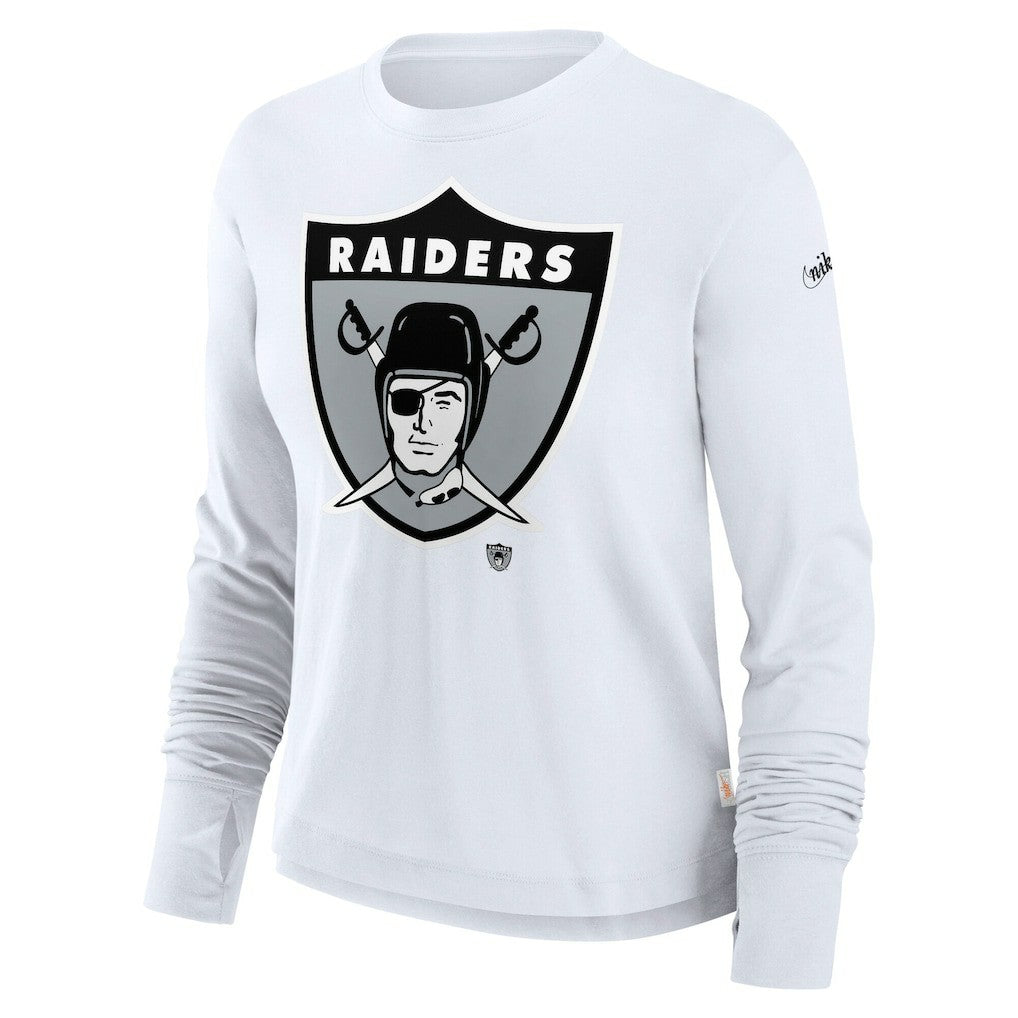 Las Vegas Raiders Women's Large Logo Cropped Long Sleeve Fashion T-Shirt - White | Nike cheap
