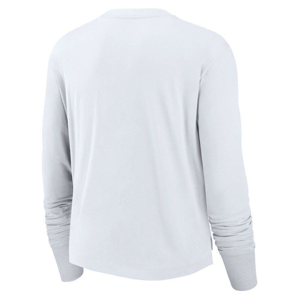 Las Vegas Raiders Women's Large Logo Cropped Long Sleeve Fashion T-Shirt - White | Nike cheap