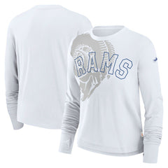 Los Angeles Rams Women's Layered Logo Cropped Long Sleeve Fashion T-Shirt - White | Nike cheap