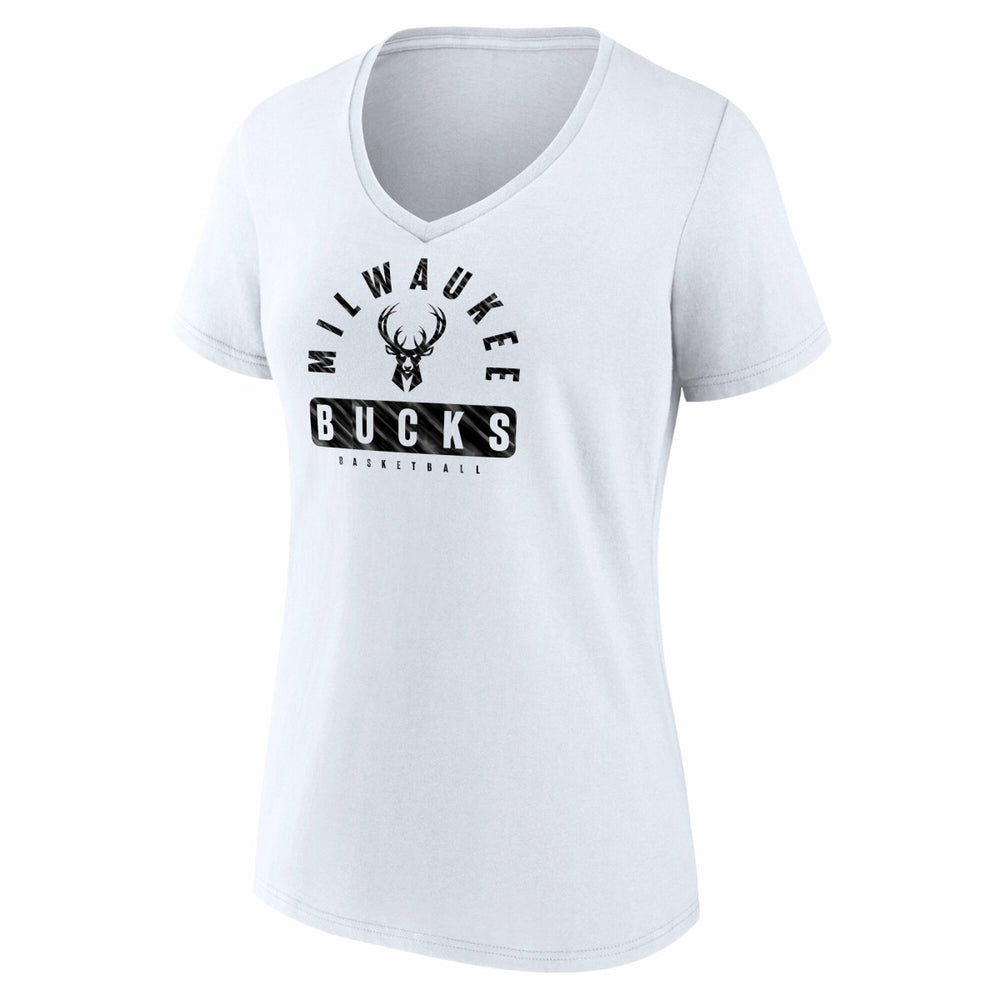 Milwaukee Bucks Women's Bench Warmer V-Neck T-Shirt - White | Fanatics cheap