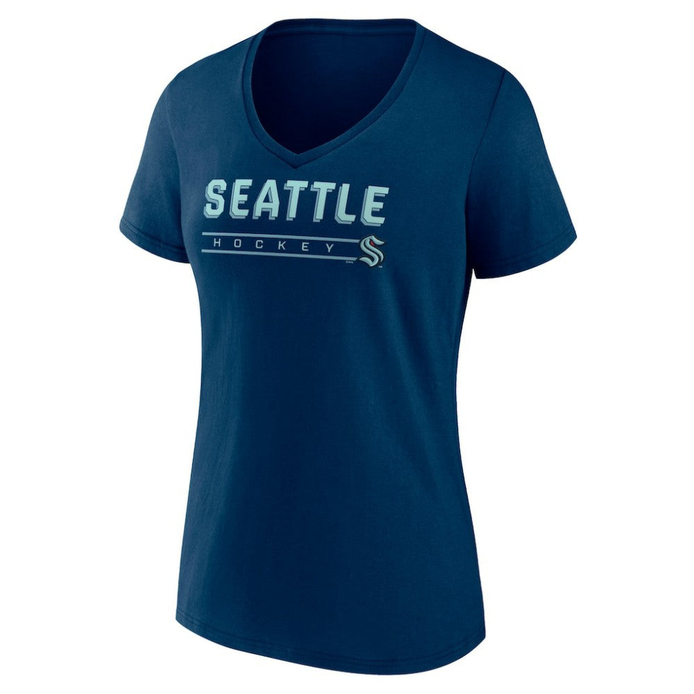 Seattle Kraken Fanatics Women's V-Neck T-Shirt Deep Sea Blue