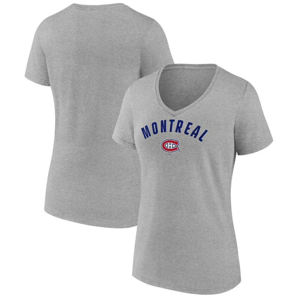 Montreal Canadiens Fanatics Women's V-Neck T-Shirt Gray
