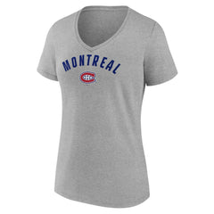 Montreal Canadiens Fanatics Women's V-Neck T-Shirt Gray