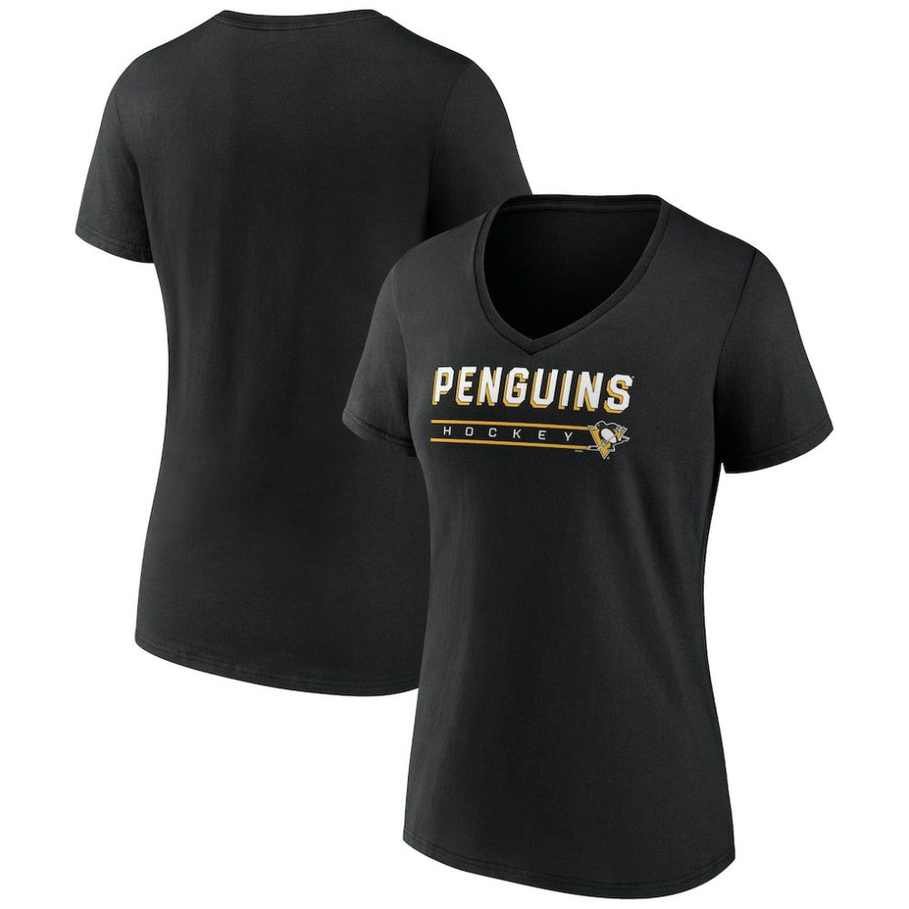 Pittsburgh Penguins Fanatics Women's V-Neck T-Shirt Black