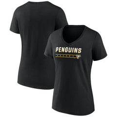 Pittsburgh Penguins Fanatics Women's V-Neck T-Shirt Black