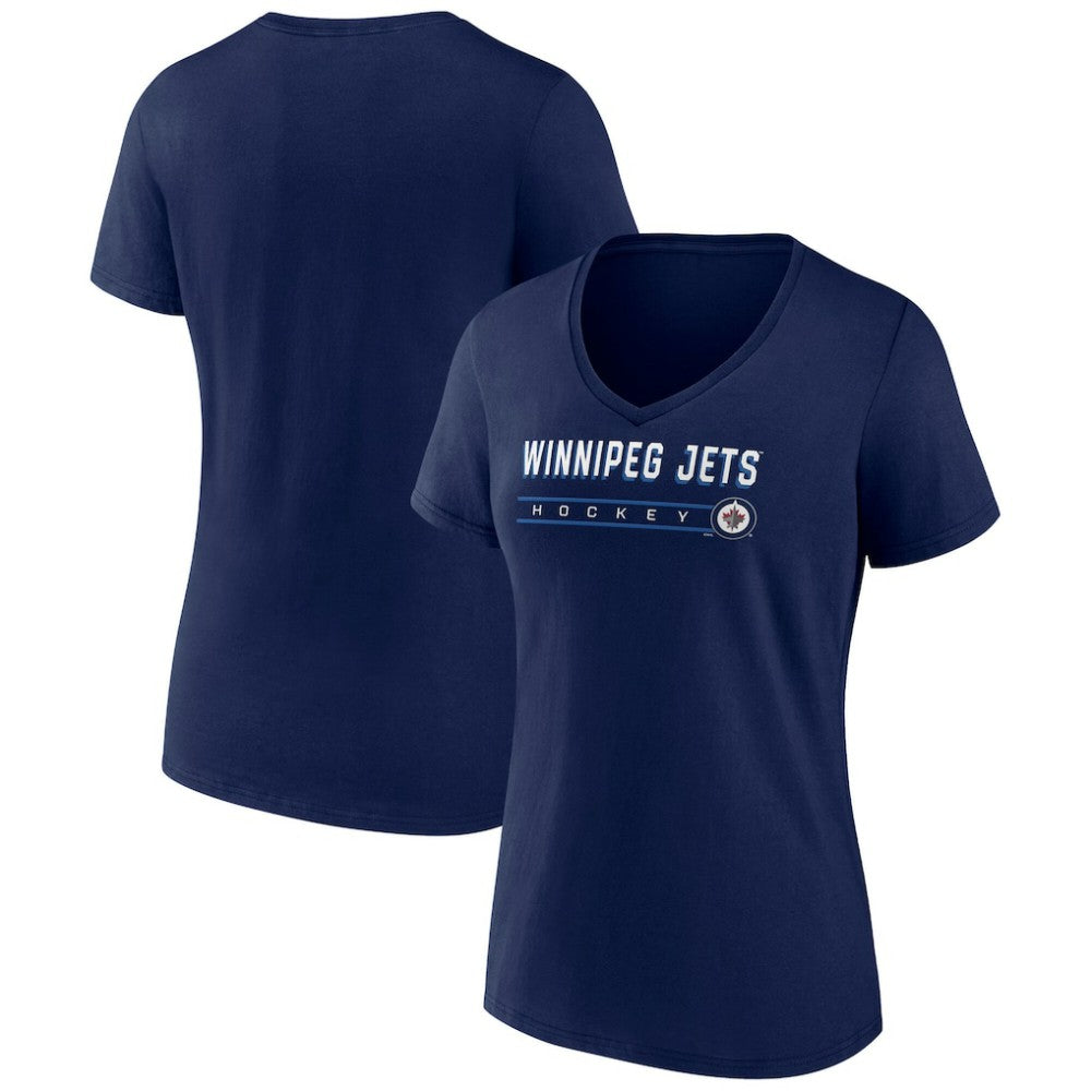 Winnipeg Jets Fanatics Women's V-Neck T-Shirt Navy