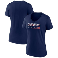 Montreal Canadiens Fanatics Women's V-Neck T-Shirt Navy