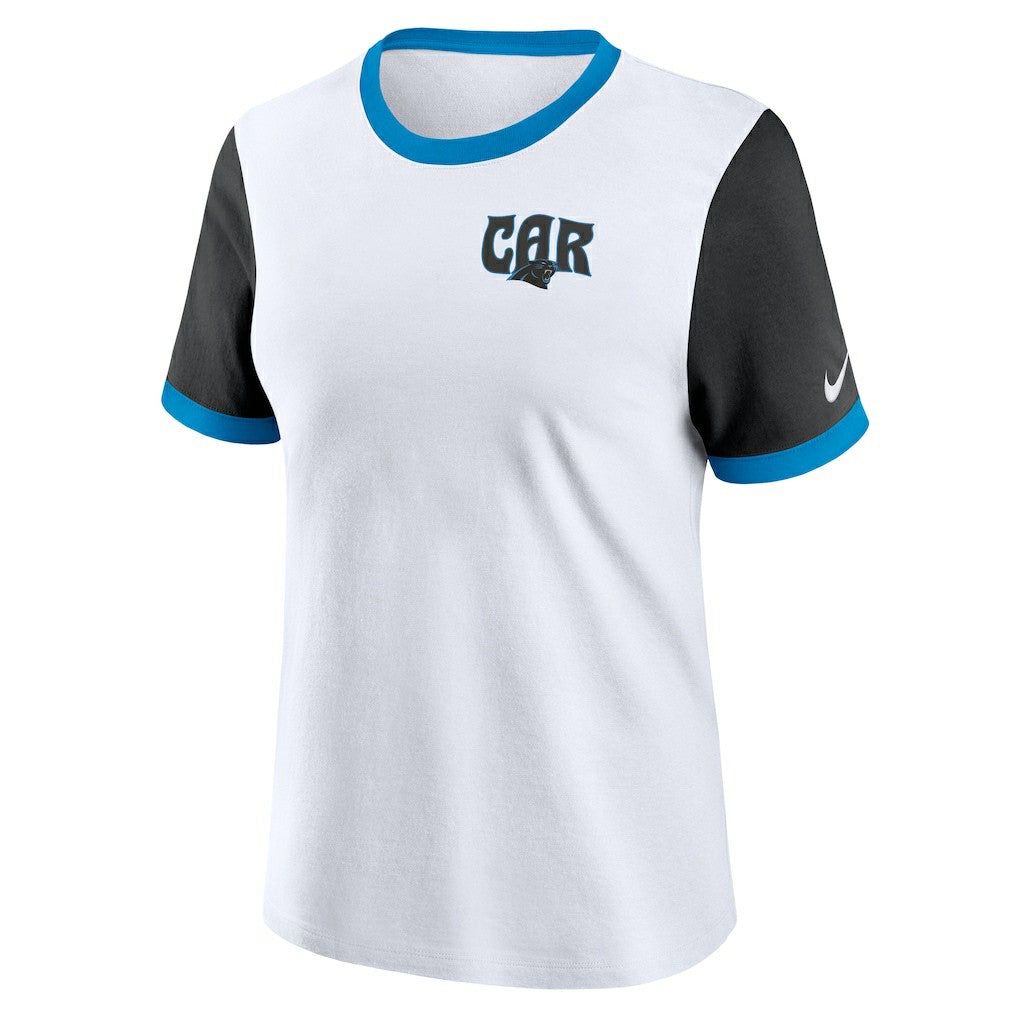 Carolina Panthers Women's Rewind Ringer Tri-Blend T-Shirt - White | Nike on sale