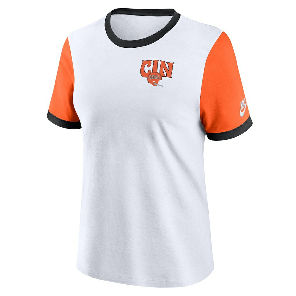 Cincinnati Bengals Women's Rewind Ringer Tri-Blend T-Shirt - White | Nike discount