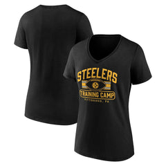 Pittsburgh Steelers Women's Training Camp Stripe V-Neck T-Shirt - Black cheap