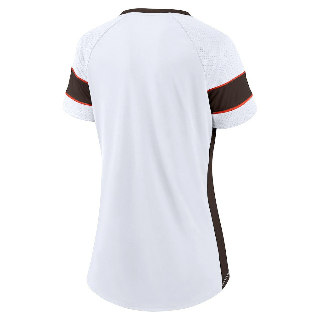 Cleveland Browns Women's Athena Lace-Up V-Neck T-Shirt - White discount