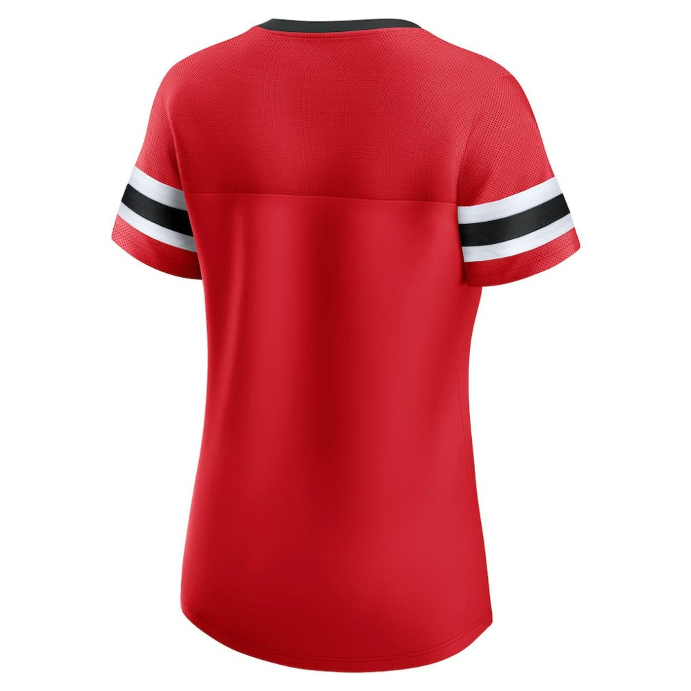 Chicago Blackhawks Fanatics Women's Iconic Athena Lace-Up T-Shirt Red