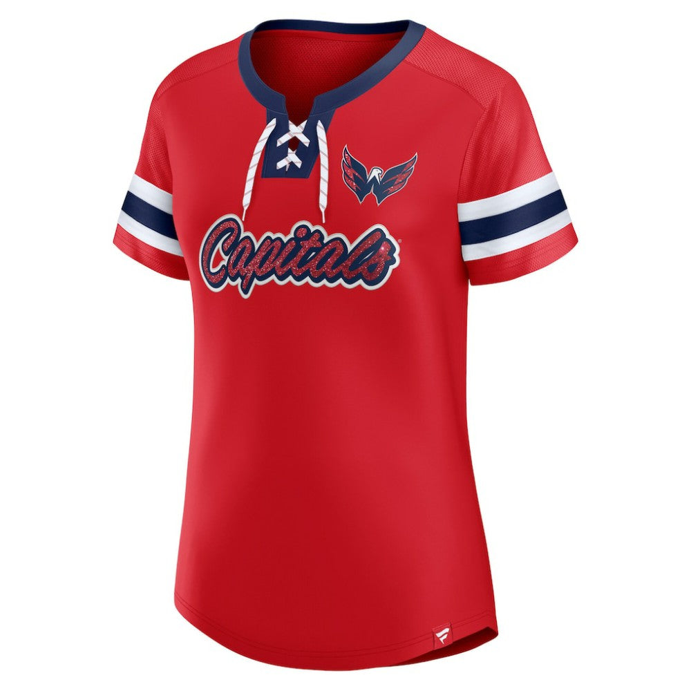 Washington Capitals Fanatics Women's Iconic Athena Lace-Up T-Shirt Red