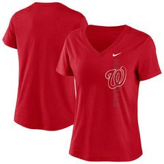 Washington Nationals Women's Local Team Tri-Blend V-Neck T-Shirt - Red | Nike