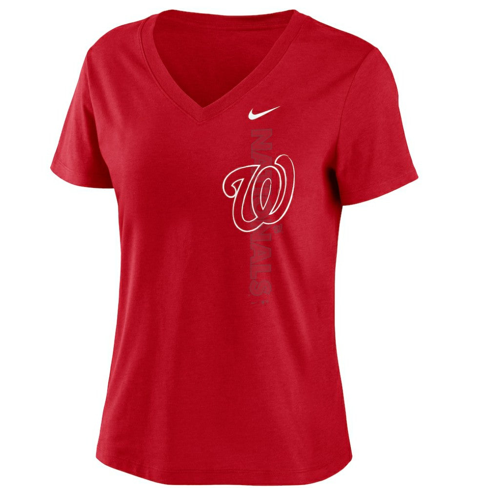 Washington Nationals Women's Local Team Tri-Blend V-Neck T-Shirt - Red | Nike