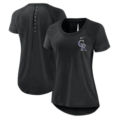 Colorado Rockies Women's Summer Breeze Raglan Fashion T-Shirt - Heather Black | Nike