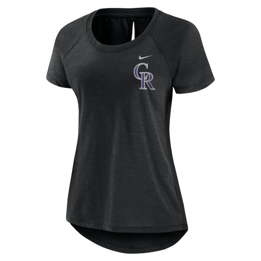 Colorado Rockies Women's Summer Breeze Raglan Fashion T-Shirt - Heather Black | Nike