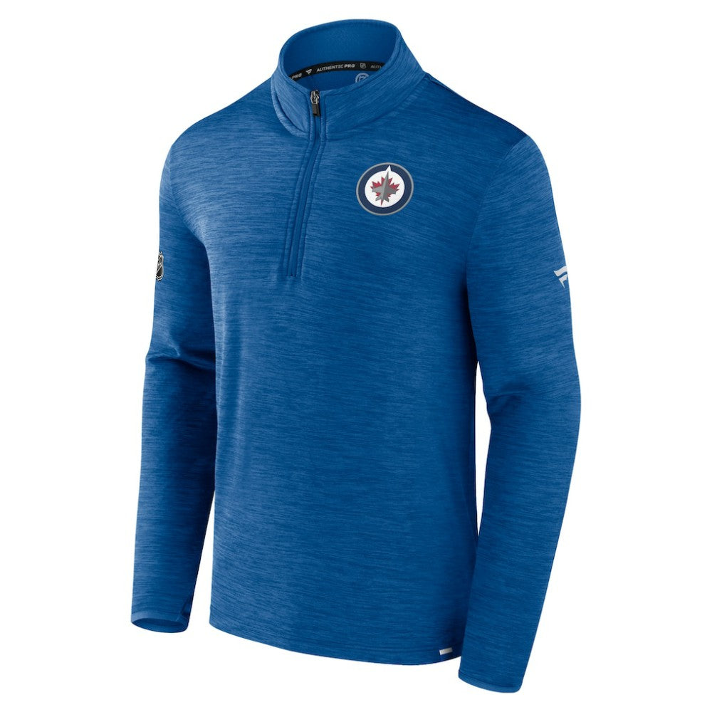 Winnipeg Jets Fanatics Authentic Pro Lightweight Quarter-Zip Pullover Heather Blue