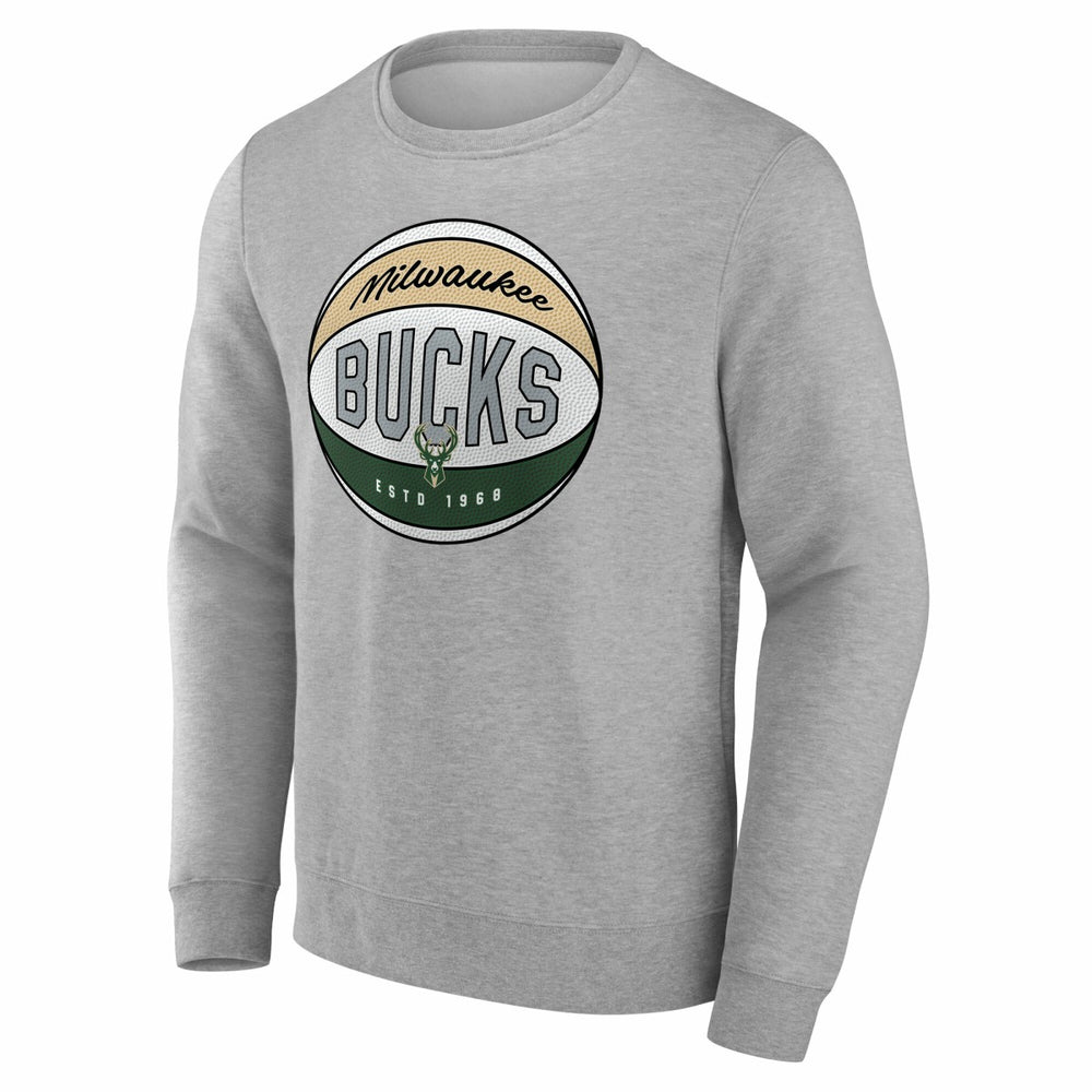 Milwaukee Bucks True Classics Hard Color Fleece Pullover Sweatshirt - Gray | Fanatics sale