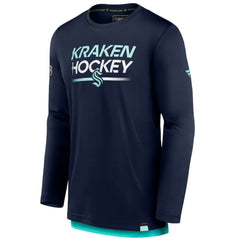 Seattle Kraken Fanatics Authentic Pro Tech Long Sleeve T-Shirt Deep Sea Blue