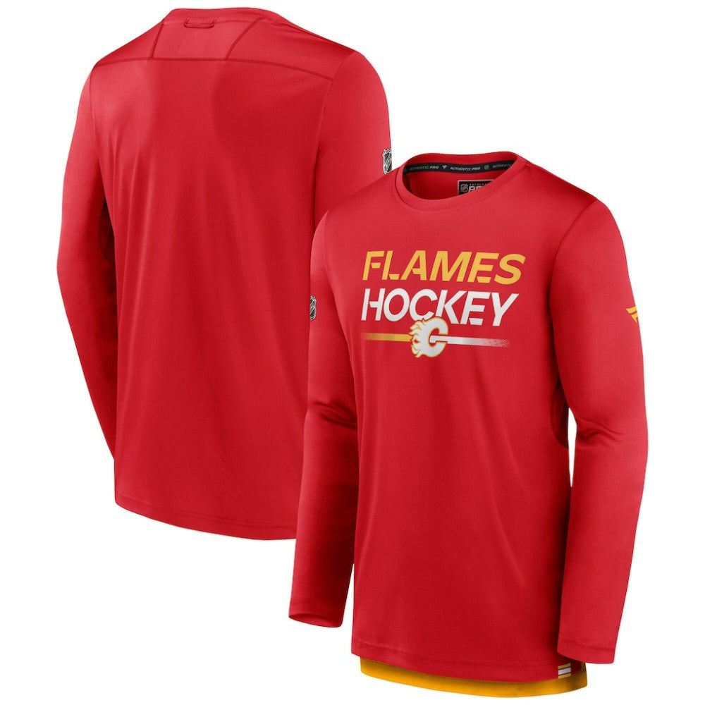 Calgary Flames Fanatics Authentic Pro Tech Long Sleeve T-Shirt Red