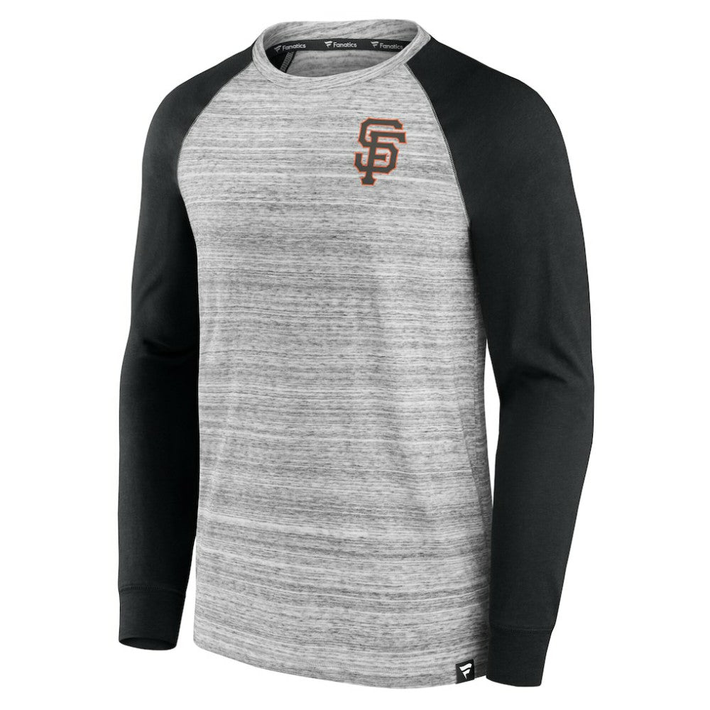 San Francisco Giants Iconic Streaky Raglan Long Sleeve T-Shirt - Gray/Black