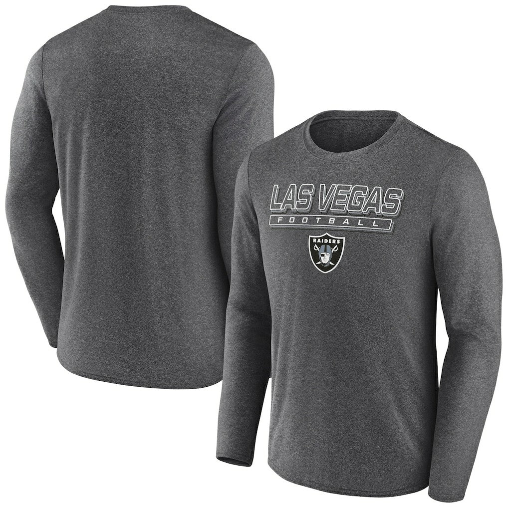 Las Vegas Raiders Fundamentals Long Sleeve T-Shirt - Heather Charcoal sale