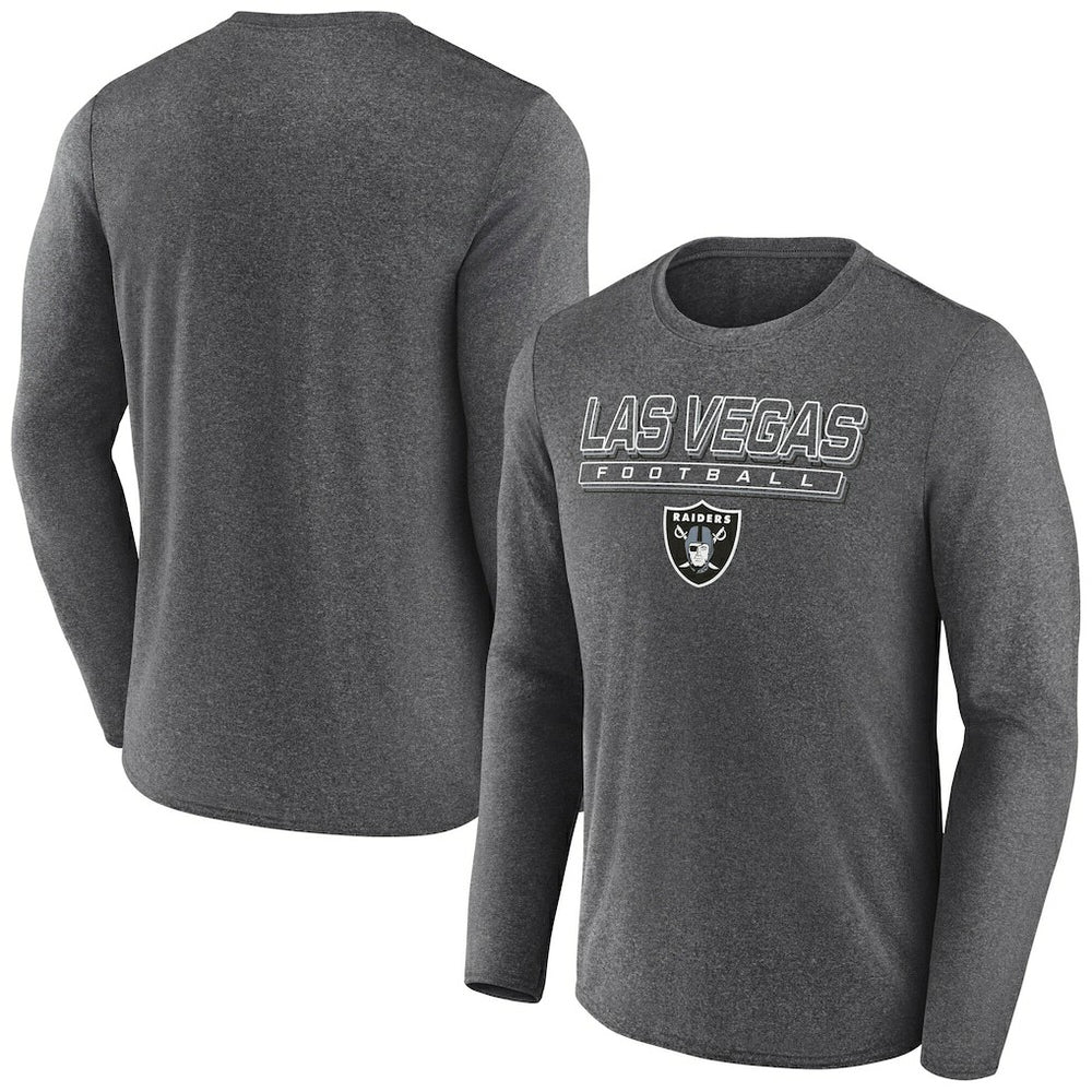 Las Vegas Raiders Fundamentals Long Sleeve T-Shirt - Heather Charcoal sale