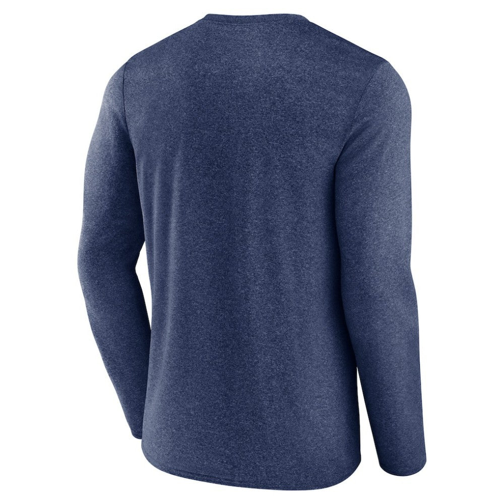 Seattle Kraken Fanatics Sweep Iconic Synthetic Long Sleeve T-Shirt Heather Deep Sea Blue