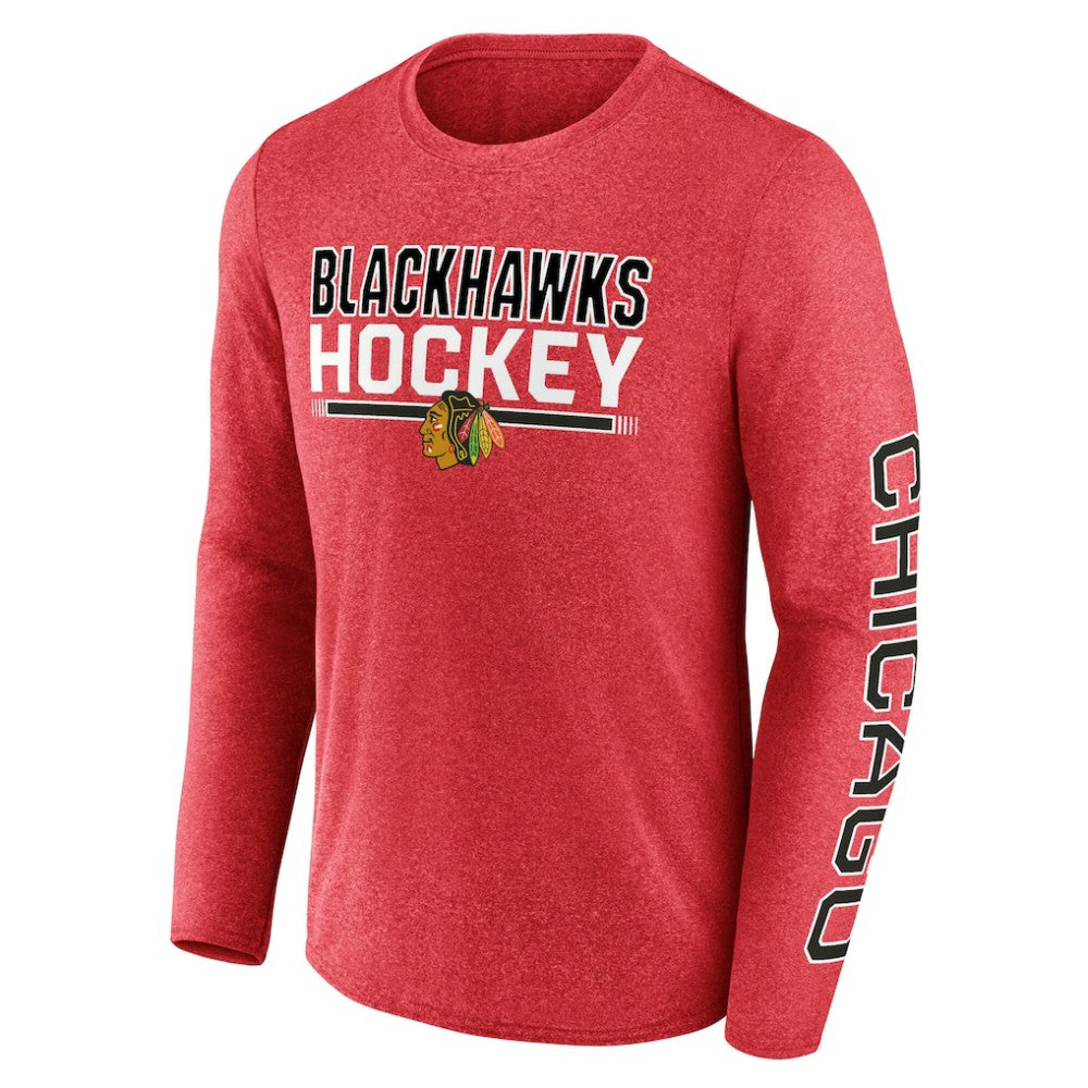 Chicago Blackhawks Fanatics Sweep Iconic Synthetic Long Sleeve T-Shirt Heather Red
