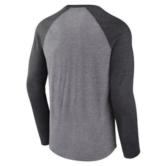 Boston Bruins Fanatics Goal Crease Raglan Tri-Blend Long Sleeve T-Shirt Heather Gray/Heather Charcoal