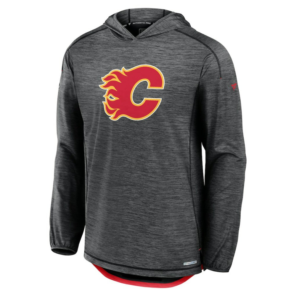 Calgary Flames Fanatics Authentic Pro Rink Pullover Hoodie Heather Charcoal