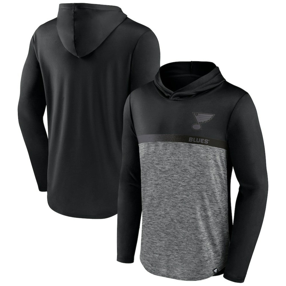 St. Louis Blues Fanatics Iconic Defender Pullover Hoodie Black/Heather Charcoal
