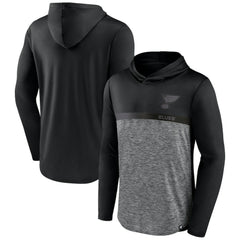 St. Louis Blues Fanatics Iconic Defender Pullover Hoodie Black/Heather Charcoal