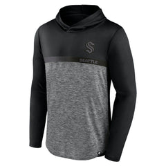 Seattle Kraken Fanatics Iconic Defender Pullover Hoodie Black/Heather Charcoal